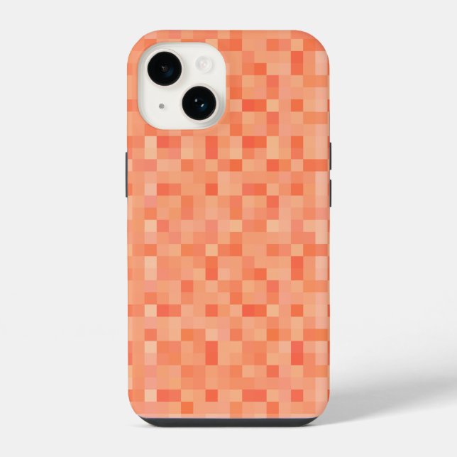 Orange Quadratpixel  iPhone 14 Hülle (Rückseite)