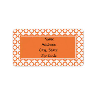 Orange Quatrefoil Muster Adressaufkleber