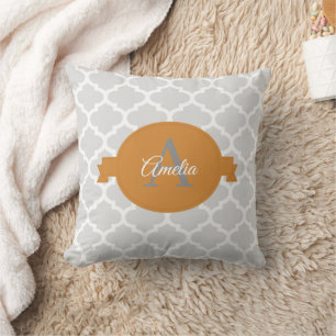 Orange Quatrefoil Personalisiert Throw Kissen