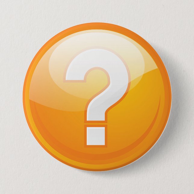 Orange Question Mark Bold Modern Symbol Button (Vorderseite)