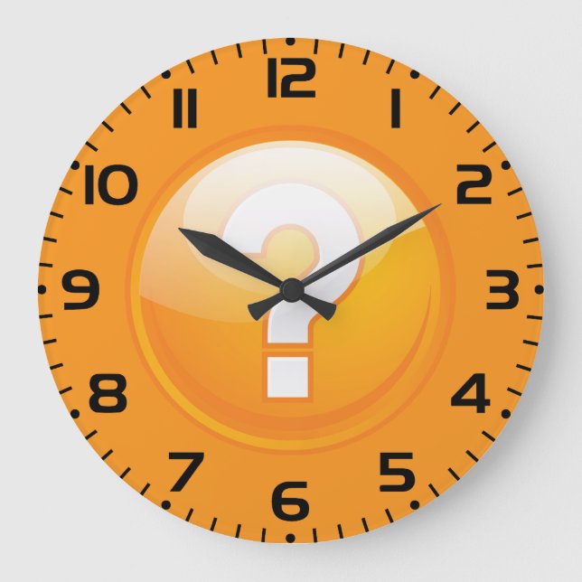 Orange Question Mark Bold Modern Symbol Große Wanduhr (Vorderseite)