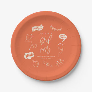 Orange Quirky Grad Icons Graduation Party Pappteller