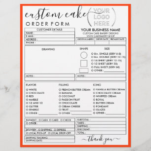 Orange Rahmen Einfache Moderne Bäckerei Tortenbest Flyer