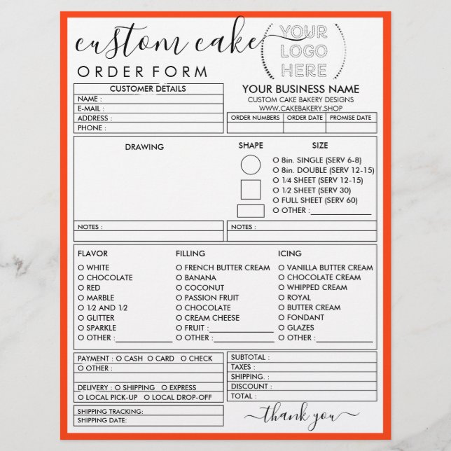 Orange Rahmen Einfache Moderne Bäckerei Tortenbest Flyer (Vorne)