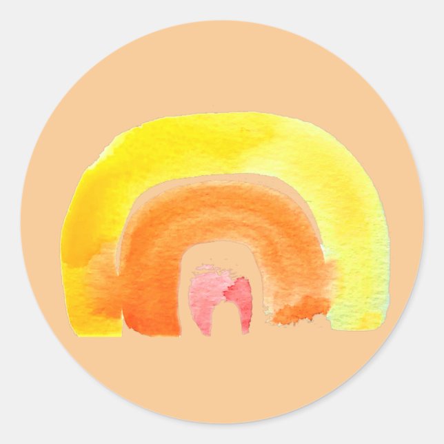 Orange Rainbow Liebe Runder Aufkleber (Vorderseite)