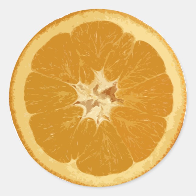 orange. realistisch. runder aufkleber (Vorderseite)