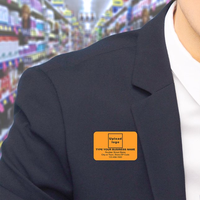 Orange Rectangle, Markenname Namensschild (Build brand name awareness. Your business brand on orange color rectangle name tag.)