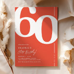 Orange Red 60. Geburtstagsparty Einladungen<br><div class="desc">Eine lustige orangefarbene und weiße 60. Geburtstagsfeier,  die nahtlos den alten Charme des fetten Serif-Schriftartes '60' mit einer modernen,  benutzerfreundlichen,  personalisierbaren Vorlage verbindet. Diese Einladung ist nicht nur eine Karte,  es ist ein bedeutsamer Sake,  den Meilenstein von 60 zu schätzen.</div>