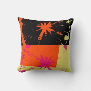Orange Red Black Retro Funky Painting Abstrakt Art Kissen