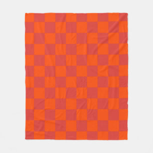 Orange Red Checkered Gingham Pattern Fleecedecke