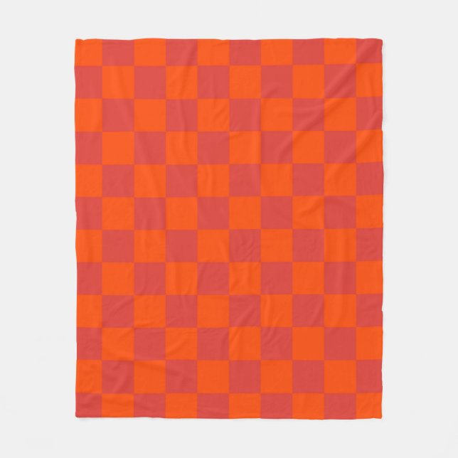 Orange Red Checkered Gingham Pattern Fleecedecke (Vorderseite)