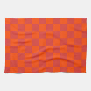 Orange Red Checkered Gingham Pattern Geschirrtuch