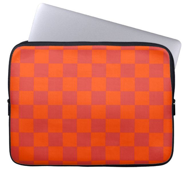 Orange Red Checkered Gingham Pattern Laptopschutzhülle (Vorderseite)