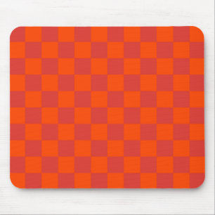 Orange Red Checkered Gingham Pattern Mousepad