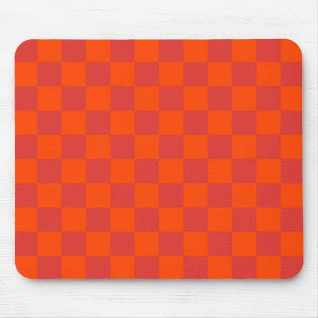 Orange Red Checkered Gingham Pattern Mousepad (Vorne)