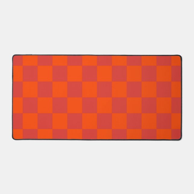 Orange Red Checkered Gingham Pattern Schreibtischunterlage (Vorderseite)