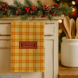 Orange Red Custom Name Hand Towel Autumnal Plaid Geschirrtuch
