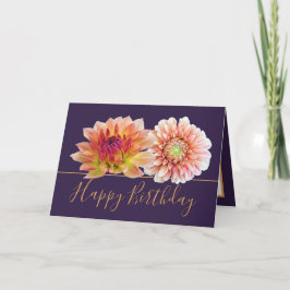 Orange Red Dahlias Hübsch Floral Bouquet Birthday Karte
