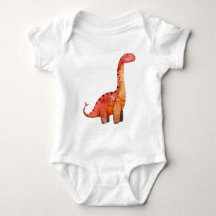 Orange Red Dinosaur - Niedlicher Cartoon Dino Shir Baby Strampler