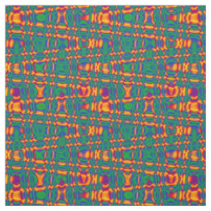 Orange Red Flame Green Blue Zigzag Muster Fabric Stoff