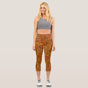 Orange Red Green Abstrakt Seamless Patches Capri Leggings