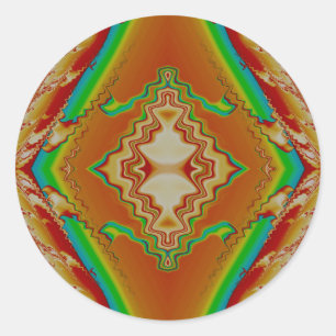 ~ Orange Red Green and Blue Fraktal ~ Runder Aufkleber
