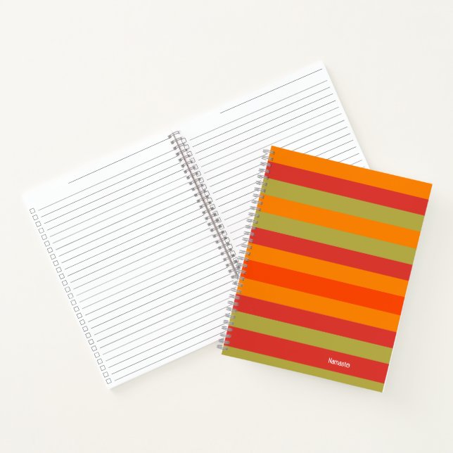 Orange Red Green Strip Personalisiert Yoga Mat Notizbuch (Innenseite)