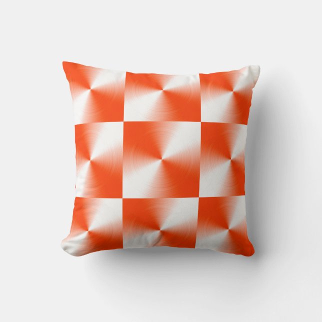 Orange Red Kariert Pattern Kissen (Vorderseite)