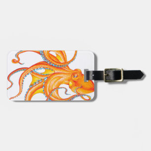 Orange Red Kraken Octopus Tinte Art Dance Gepäckanhänger