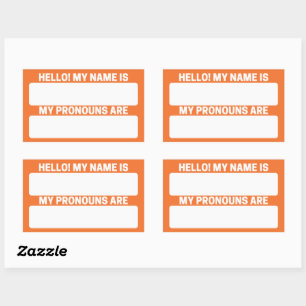 Orange Red Name & Pronoun Labels Rechteckiger Aufkleber