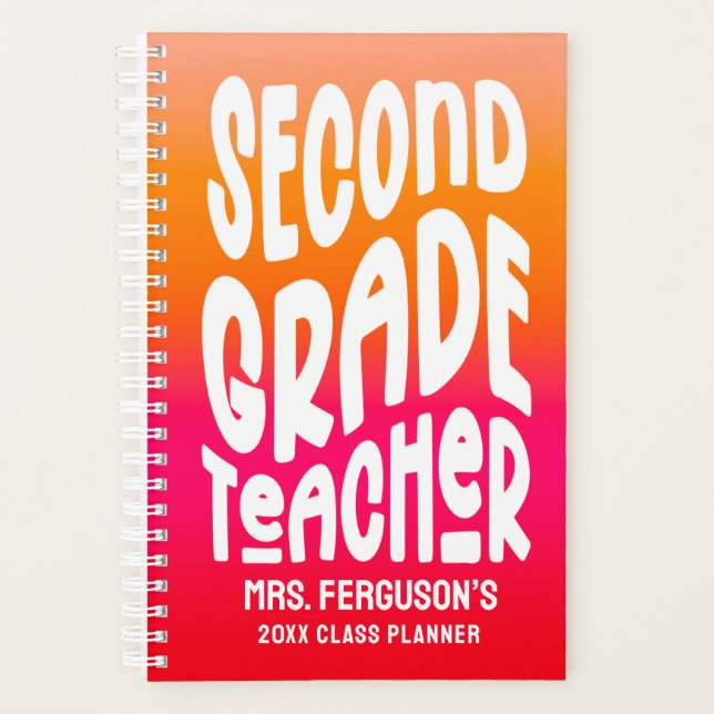 Orange Red Ombre, Lehrerin zweiter Klasse Planer (Vorderseite)