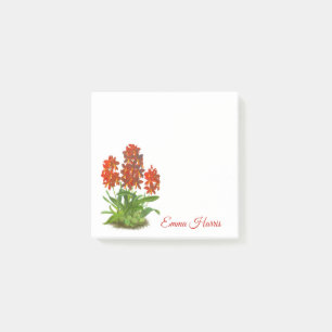 Orange Red Orchid Blume Post-It Notes Klebezettel