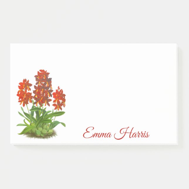 Orange Red Orchid Blume Post-It Notes Klebezettel (Vorderseite)
