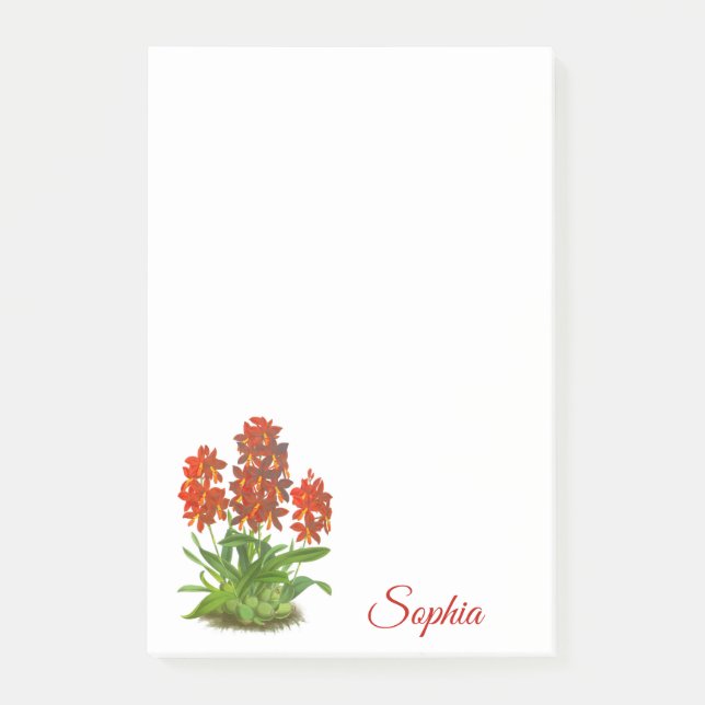 Orange Red Orchid Blume Post-It Notes Klebezettel (Vorderseite)