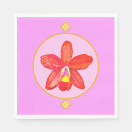 Orange Red Orchid Paper Napkins Serviette