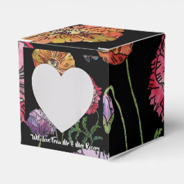 Orange Red Poppy auf Schwarz Blumenkuchen Box Geschenkschachtel