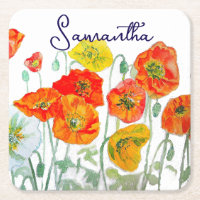 Orange Red Poppy Blume Pattern Vielen Dank