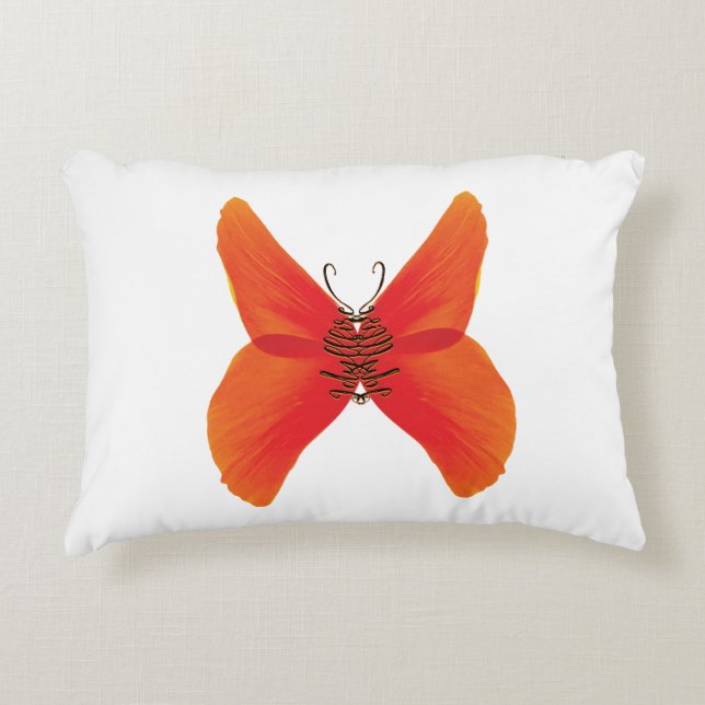 Orange Red Poppy Butterfly mit Ihrem Namen Dekokissen (Vorderseite)