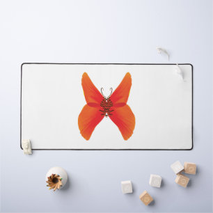 Orange Red Poppy Butterfly mit Ihrem Namen Schreibtischunterlage