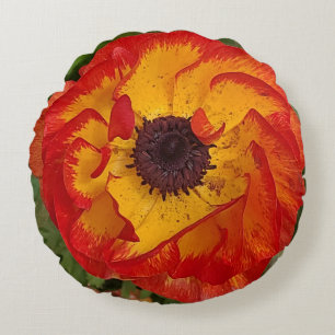 Orange Red Poppy Foto Rundes Kissen