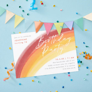 Orange Regenbogen Geburtstagsparty Einladung