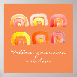 Orange Regenbogenretro-Zitat Poster
