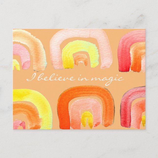 Orange Regenbogenretro-Zitat Postkarte (Vorderseite)