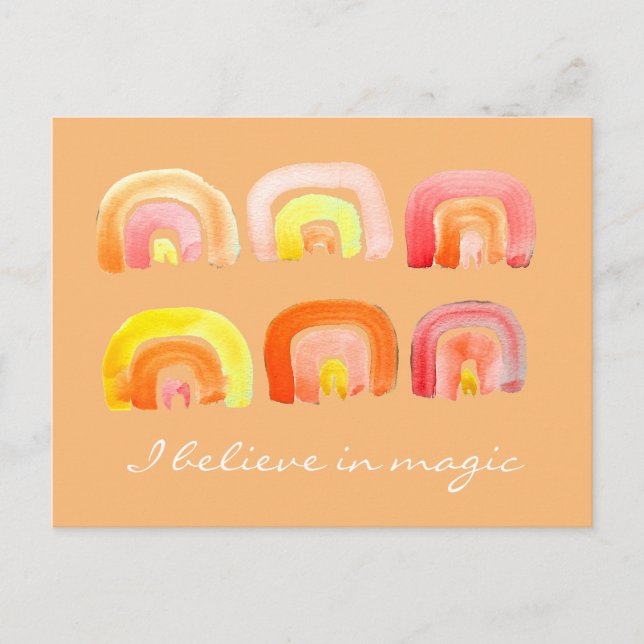 Orange Regenbogenretron Inspiration Zitat Postcard Postkarte (Vorderseite)