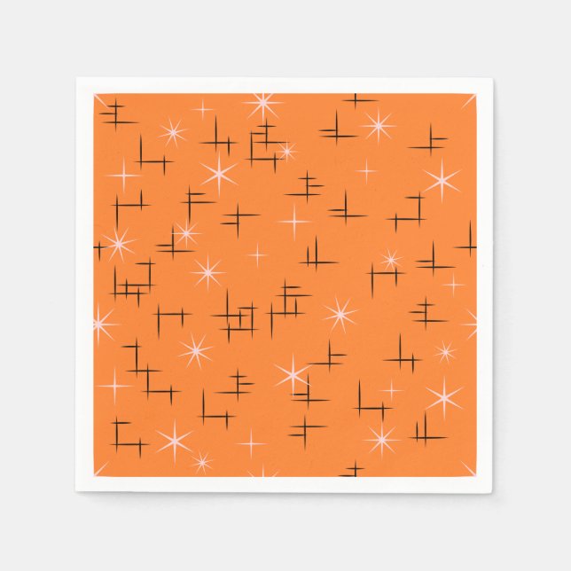 Orange Retro Atomzeitmuster Serviette (Vorderseite)