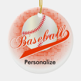 Orange Retro Baseball-Art Keramikornament