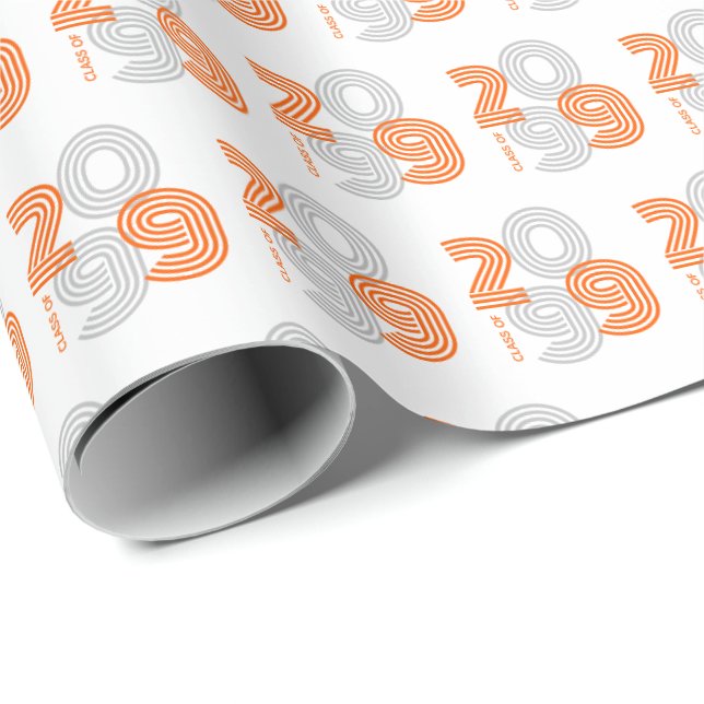 Orange Retro Big Numbers Class Geschenkpapier (Rolleneckpunkt)
