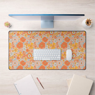 Orange Retro Blume Muster Schreibtischunterlage