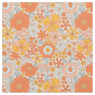 Orange Retro Blume Muster Stoff