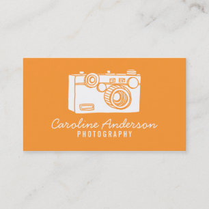 Orange Retro Camera Fotograf Business Card Visitenkarte